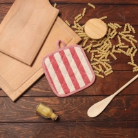 Новый год. Прихватка Доляна Полоса цв.красный17х17 50%п/э 50% хл