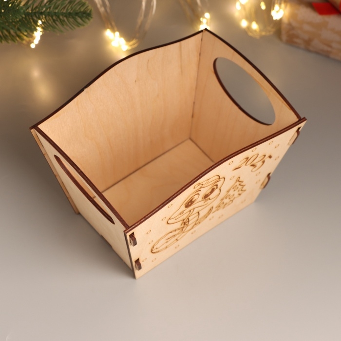 Новогодняя корзинка-шкатулка Новогодняя корзинка-шкатулка "Змейка 2025" 18х12х13,5 см (набор 5 деталей)