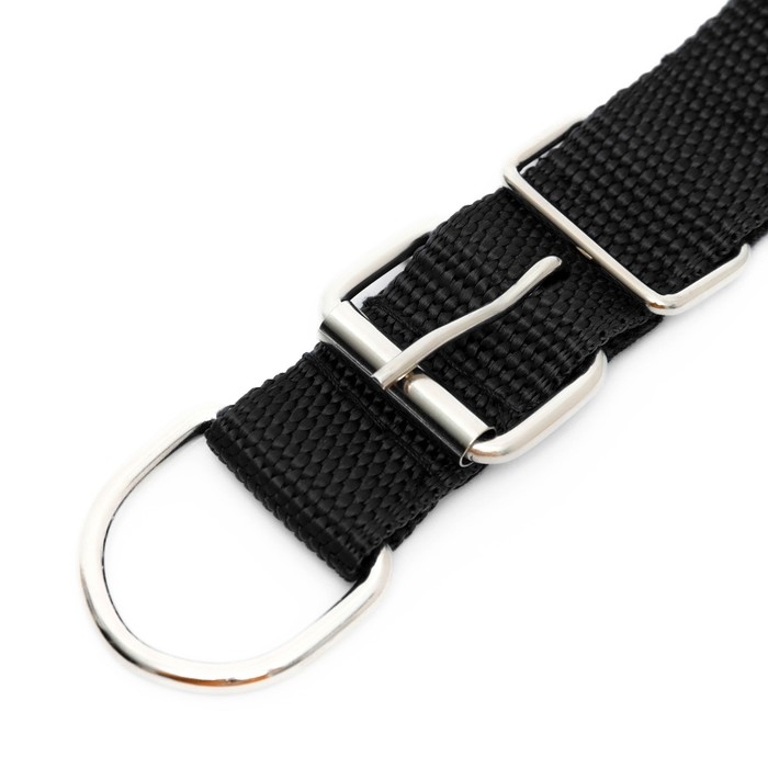 Ошейник "Комфорт" комбинированный (полиэстер, искусственная кожа), 58 х 3 см, ОШ 45-52 см, чёрный 60