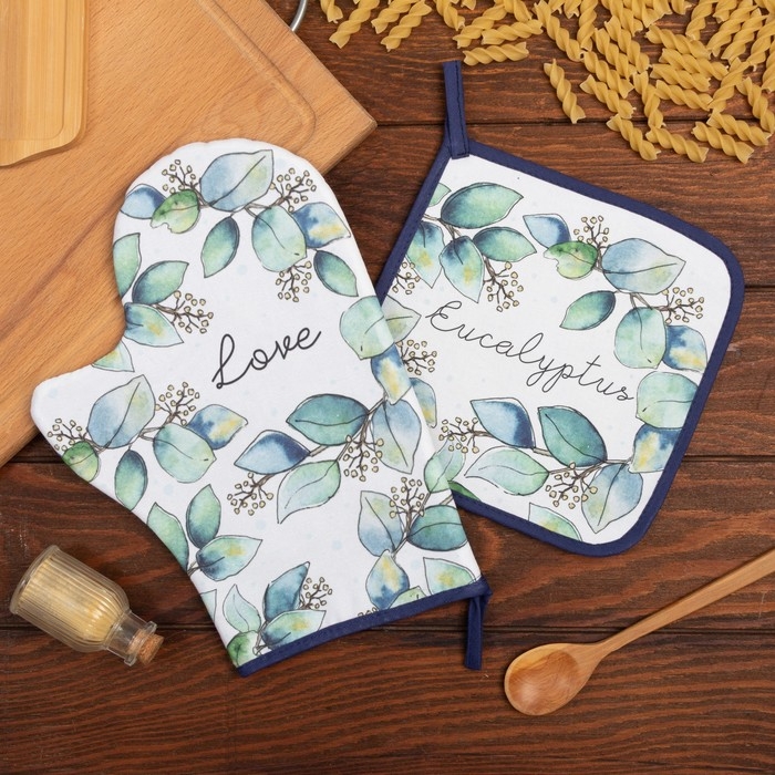 Набор Кухонный &laquo;Flower mood&raquo;, варежка-прихватка 20х28см, прихватка 19х19см, 100% хл