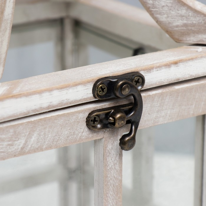 Подсвечник дерево Подсвечник дерево "Фонарь - веранда" белый состаренный набор 2 шт 35х15х15, 53х20х20 см