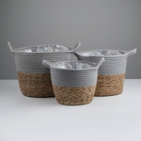 Набор корзин из 3 шт, D30xH23, D25xH20, D22xH17 см, рогоз Набор корзин из 3 шт, D30xH23, D25xH20, D22xH17 см, рогоз