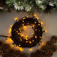 Гирлянда «Нить» 10 м, IP44, УМС, тёмная нить, 100 LED, свечение жёлтое, 220 В Гирлянда «Нить» 10 м, IP44, УМС, тёмная нить, 100 LED, свечение жёлтое, 220 В