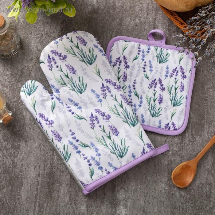 Кухонный набор Доляна &laquo;Прованс&raquo; прихватка 17х17 см, рукав 26х16 см, 100% п/э