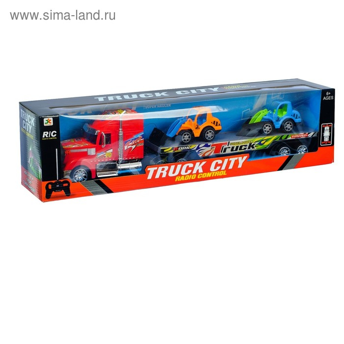 Грузовик радиоуправляемый «Автовоз», с тракторами, работает от батареек, МИКС Грузовик радиоуправляемый «Автовоз», с тракторами, работает от батареек, МИКС