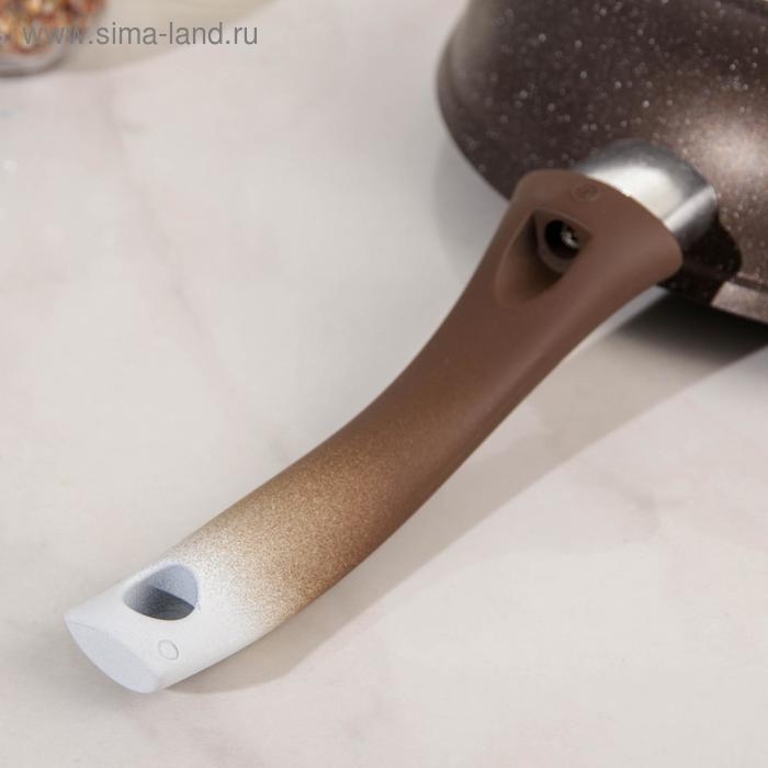 Сковорода, d=26 см, h=6 см, пластиковая ручка, стеклянная крышка, антипригарное покрытие, цвет кофейный мрамор Сковорода, d=26 см, h=6 см, пластиковая ручка, стеклянная крышка, антипригарное покрытие, цвет кофейный мрамор