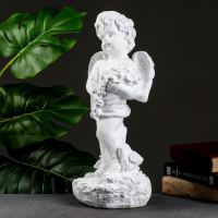 Фигура "Ангел с цветами" большой белый 20х19х42см