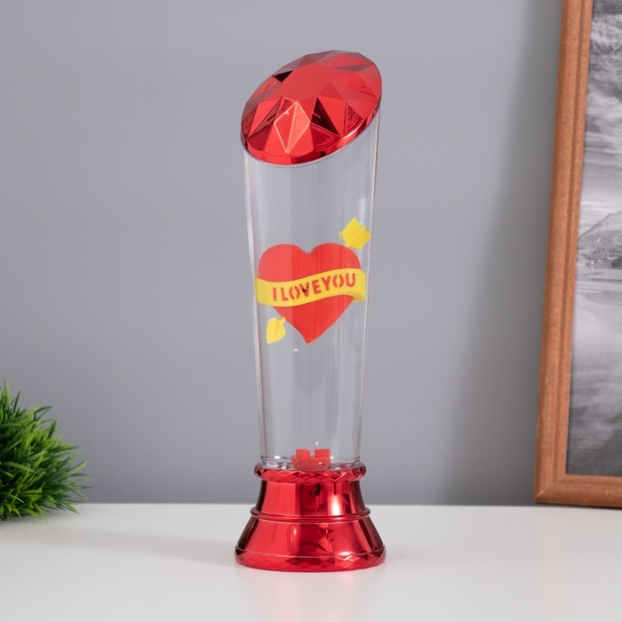 Лава лампа &laquo;Сердце&raquo; LED 3хААА, USB красный 6,5х6,5х23,7см
