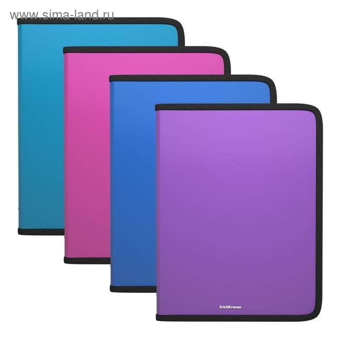 Папка для тетрадей на молнии А4+, 500 мкм, ErichKrause Diagonal Neon, до 250 листов, микс