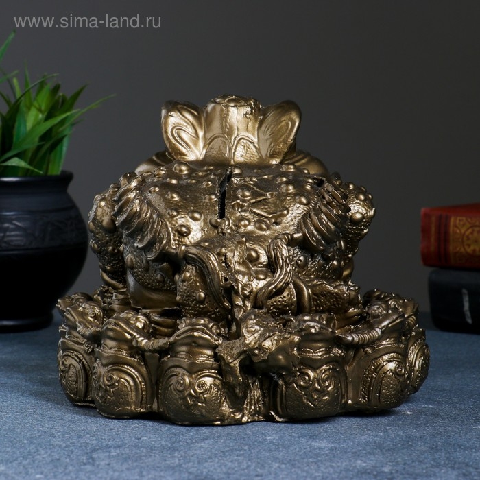 Копилка "Жаба фэн-шуй" бронза, 18х18см