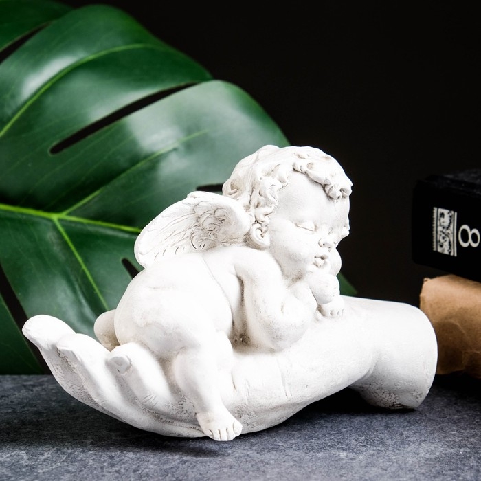 Фигура Фигура "Ангелочек на ладони спит" состаренный, 16х10х8см