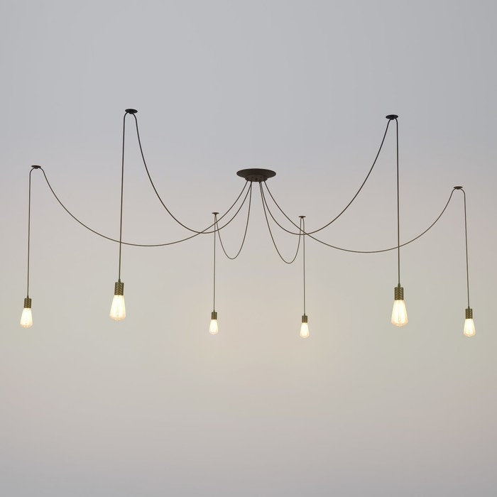 Светильник "Скин паук" 6хЕ27 40Вт черный 30х30х20-150см