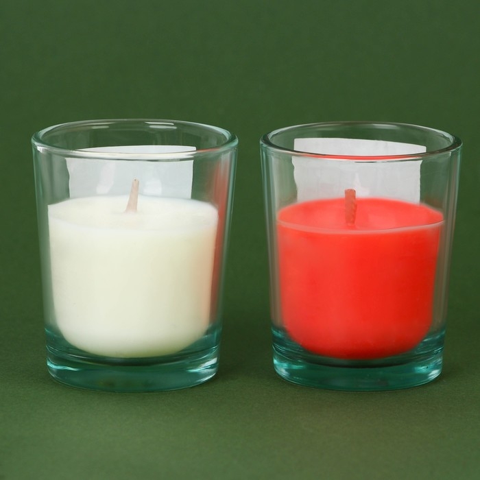 Свечи в стакане новогодние «Новый год: Счастья от Деда Мороза», набор, 2 шт., аромат корица и апельсин Свечи в стакане новогодние «Новый год: Счастья от Деда Мороза», набор, 2 шт., аромат корица и апельсин