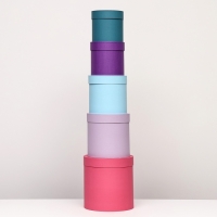 Набор шляпных коробок 5 в 1, пурпурный, 23 х 23-15 х 15 см