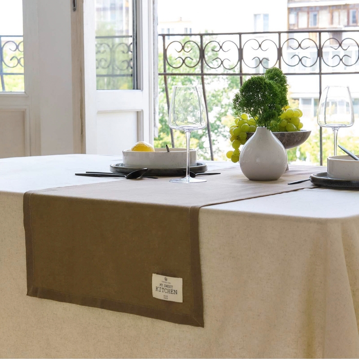 Дорожка Этель ECO, цвет оливковый, 40х136/+-6 см, 70% хл, 30% лён, 190 г/м2