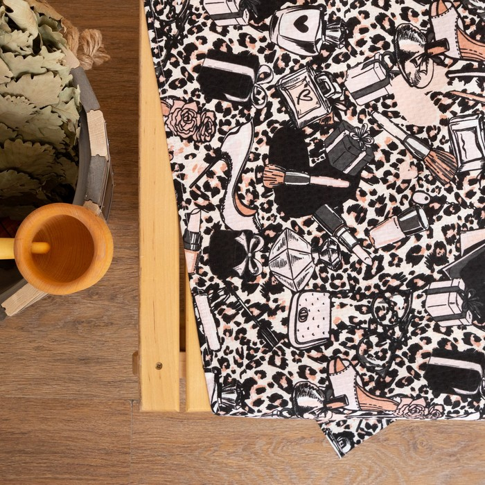 Простыня банная Этель Простыня банная Этель "Леопард" 150х180 см, вафля 200г/м2, 100% хл