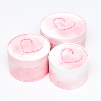 Набор шляпных коробок 3 в 1 "Сердце" , завальцованная, 16 х 10, 14 х 9, 13 х 8,5 см