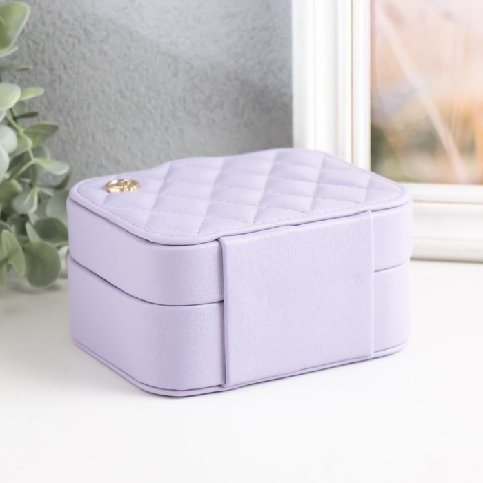 Шкатулка кожзам для украшений Шкатулка кожзам для украшений "Стёганая матовая" сиреневая 12х10х6,3 см