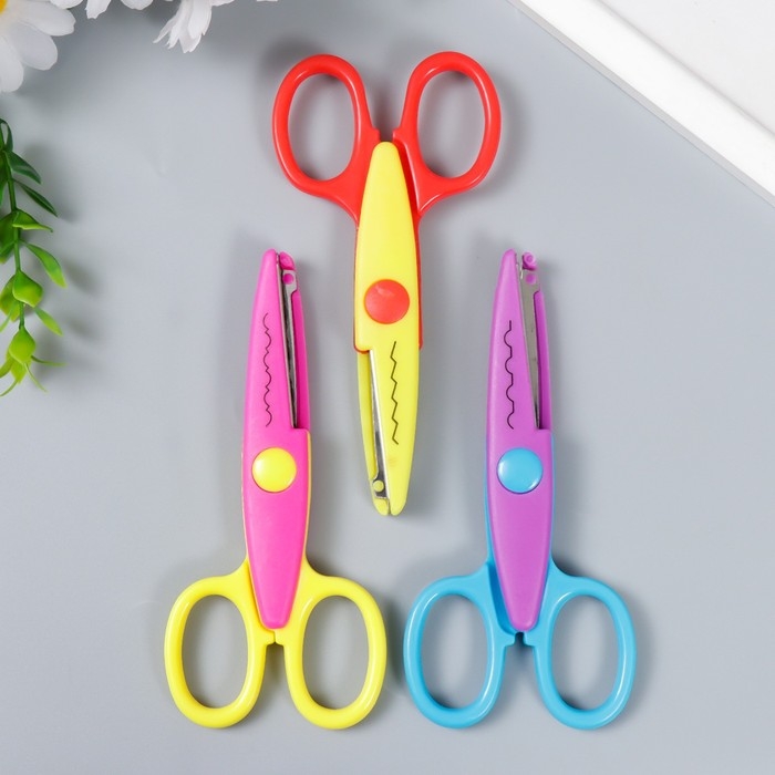 Ножницы рельефные "Цветик" (набор 3 шт) МИКС 13 см