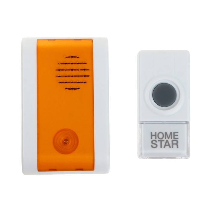 Звонок HOMESTAR HS-0106WP, электрический, беспроводной, 32 мелодии, от батареек, жёлтый Звонок HOMESTAR HS-0106WP, электрический, беспроводной, 32 мелодии, от батареек, жёлтый