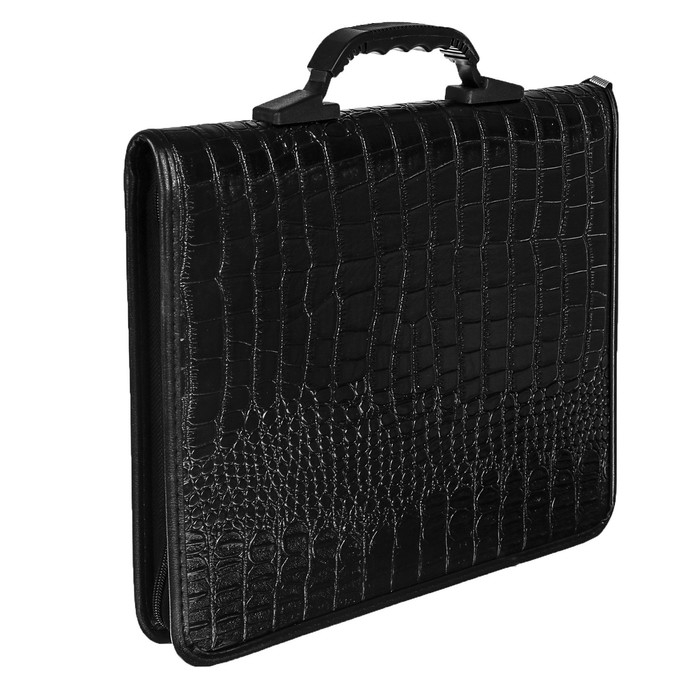 Папка деловая, искусственная кожа, для бумаг, 370 х 275 х 50 мм, ручка-трансформер, 3Д54 Папка деловая, искусственная кожа, для бумаг, 370 х 275 х 50 мм, ручка-трансформер, 3Д54 "Крокодил", черная