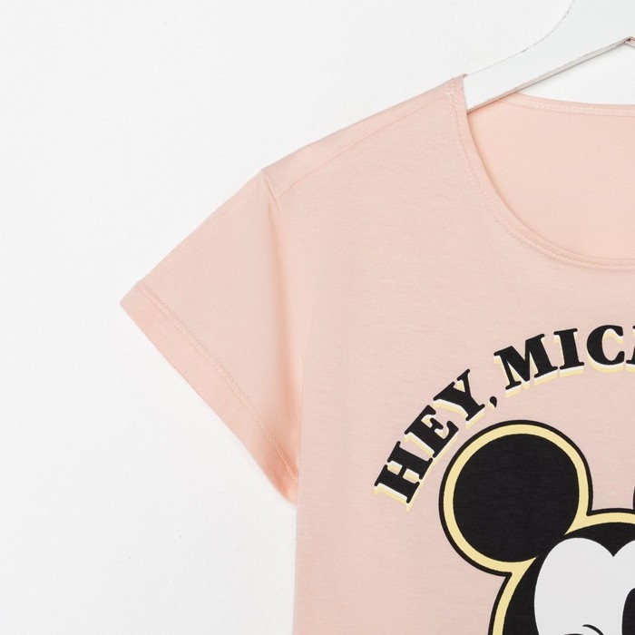 Футболка укороченная &laquo;Hey Мickey&raquo; Микки Маус, цвет розовый