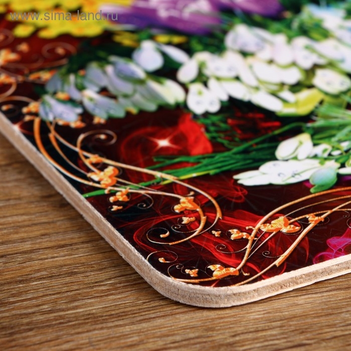 Доска разделочная большая Доска разделочная большая "8 марта. Букет", 19,5×27,5 см