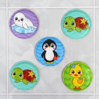 Мемо-игра: развивающие наклейки - присоски многоразовые для игры в ванной &laquo;Забавные животные&raquo;, найди пару, 6 пар, 12 стикеров EVA, Крошка Я