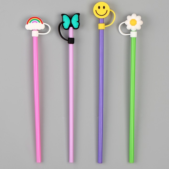 Трубочки для коктейля «Лето», набор 4 шт, цвет МИКС Трубочки для коктейля «Лето», набор 4 шт, цвет МИКС