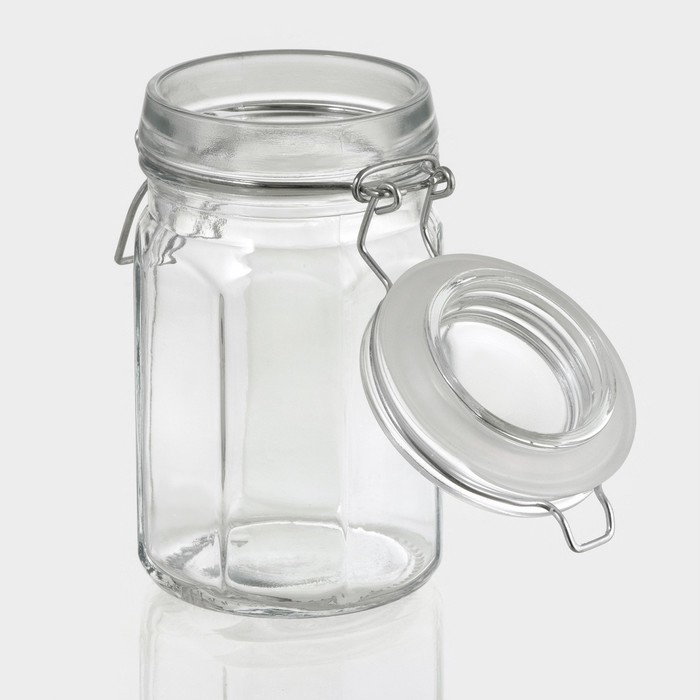 Банка стеклянная для хранения сыпучих продуктов &laquo;Угол&raquo;, 250 мл, 6&times;11,5 см, с бугельным замком