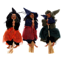 Баба - Яга в лохмотьях, с метлой, висит, МИКС Баба - Яга в лохмотьях, с метлой, висит, МИКС