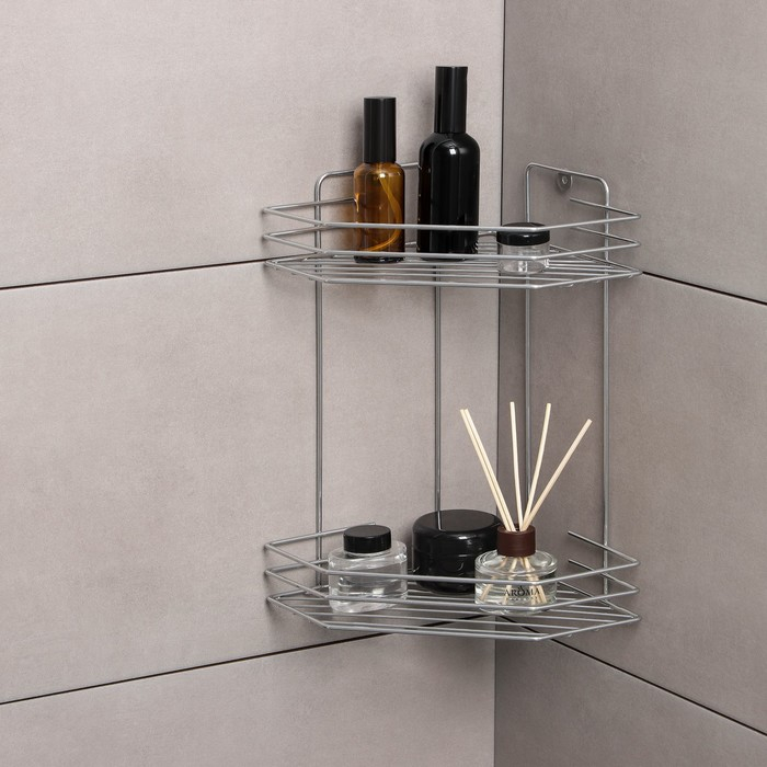 Полка для ванной угловая 2-х ярусная, 20,5&times;20,5&times;31,5 см, цвет хром