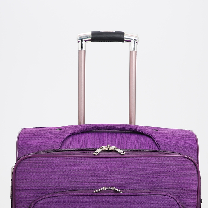 Чемодан большой 95 л (L), отдел на молнии, с расширением, кодовый замок, 4 колеса, наружный карман, цвет фиолетовый