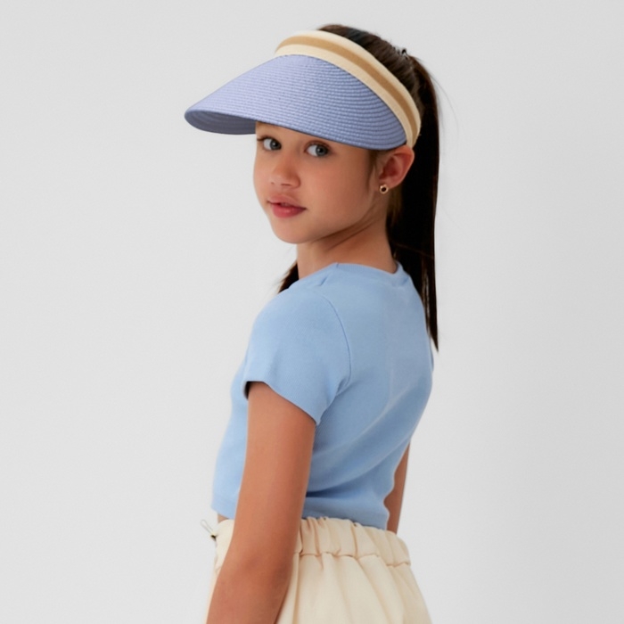 Козырёк плетёный для девочки MINAKU цвет синий, р-р 50-52