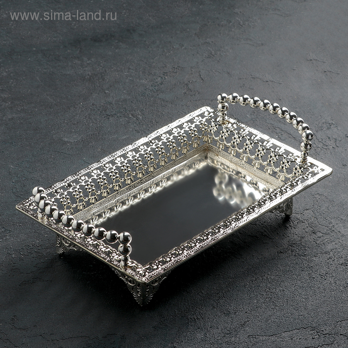 Поднос сервировочный &laquo;Серебряный жемчуг&raquo;, 28&times;18 см, цвет серебряный