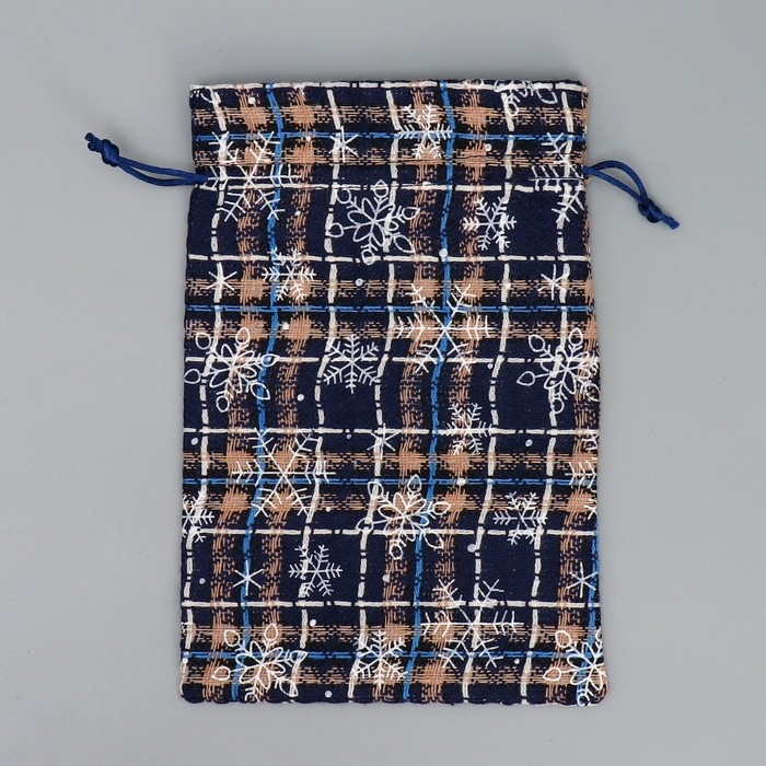 Мешочек подарочный холща &laquo;Новогодняя пора&raquo;, снежинки, 16 х 24 см +/- 1.5 см, Новый год