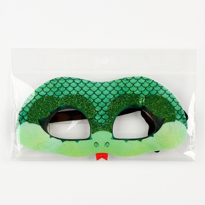 Новый год! Карнавальная маска &laquo;Сверкающая змейка&raquo; зелёная с блёстками