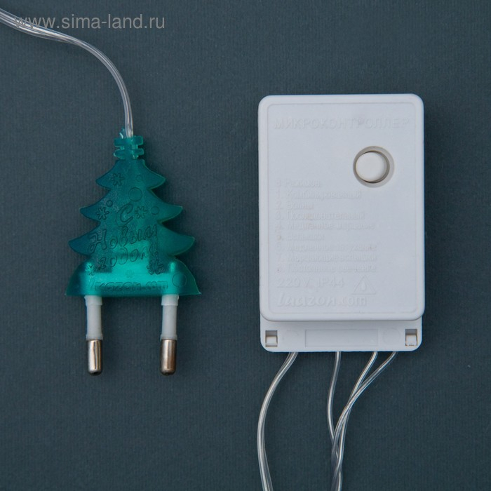 Гирлянда &laquo;Нить&raquo; 4 м с насадками &laquo;Шарик с узором&raquo;, IP20, прозрачная нить, 20 LED, свечение мульти, 8 режимов, 220 В