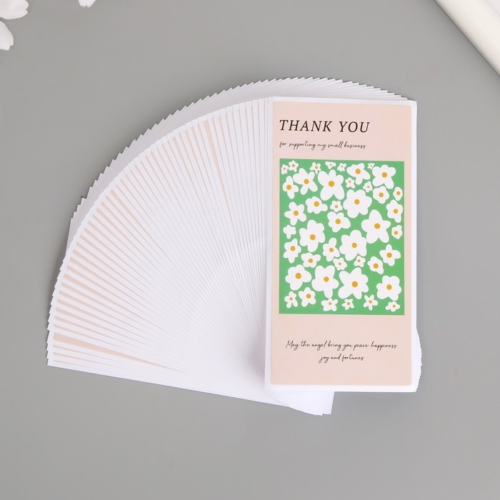Наклейка бумага благодарность Наклейка бумага благодарность "Ромашки" набор 50 шт 10х5 см