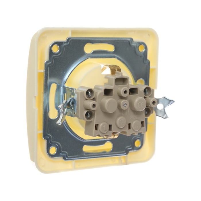 Розетка одноместная Luazon Lighting Розетка одноместная Luazon Lighting "Орион", 16 А, скрытая, с з/к, бежевая