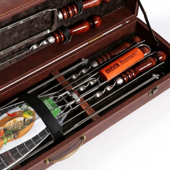 Набор с шампурами подарочный Набор с шампурами подарочный "Пикник" в коробке из эко-кожи №3