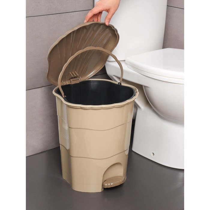 Ведро для мусора, 18 л, с педалью, цвет латте-капучино