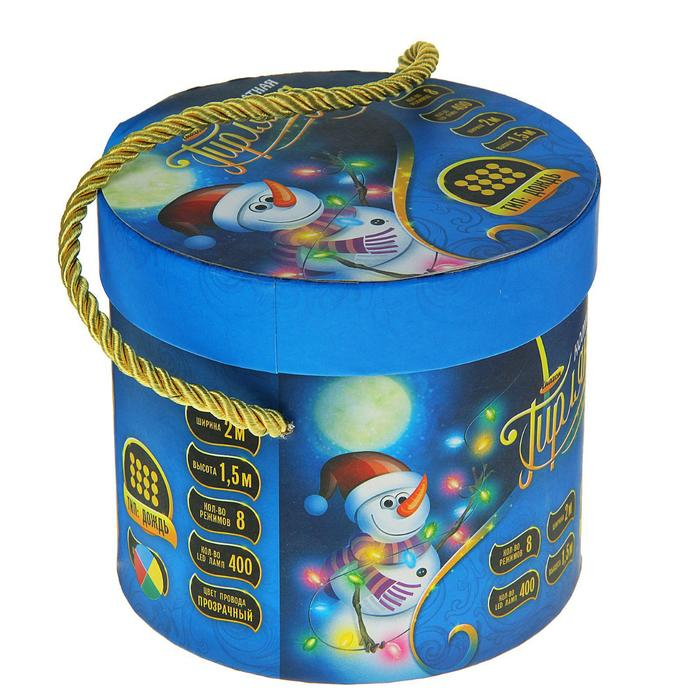 Гирлянда &laquo;Водопад&raquo; 2 &times; 1.5 м, IP20, прозрачная нить, 400 LED, свечение мульти, 8 режимов, 220 В