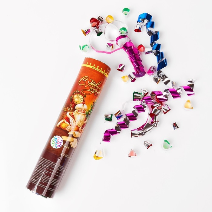 Новогодняя хлопушка пневматическая поворотная &laquo;С Новым Годом&raquo;, конфетти, фольга, 20 см