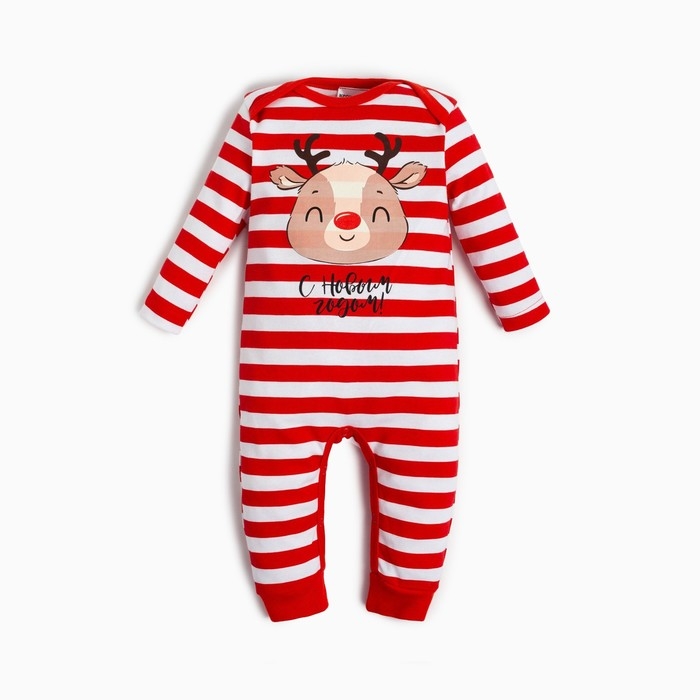 Комбинезон Крошка Я &laquo;Оленёнок&raquo;, рост 62-68 см, цвет красный/белый