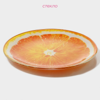 Набор тарелок стеклянных Доляна «Сочный апельсин», 19 предметов: 6 десертных тарелок, 6 обеденных тарелок, 6 мисок, салатник Набор тарелок стеклянных Доляна «Сочный апельсин», 19 предметов: 6 десертных тарелок, 6 обеденных тарелок, 6 мисок, салатник