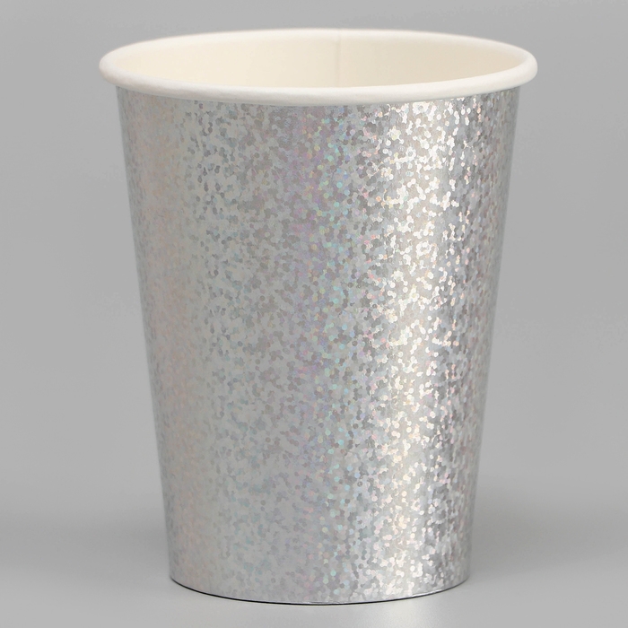Стаканы бумажные &laquo;Голография&raquo;, 6 шт., цвет серебро