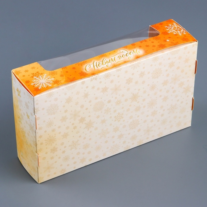 Новый год. Коробка для 5 эклеров подарочная, новогодняя упаковка Новый год. Коробка для 5 эклеров подарочная, новогодняя упаковка "Исполнения желаний!", 25,2 х 15 х 6,6 см.