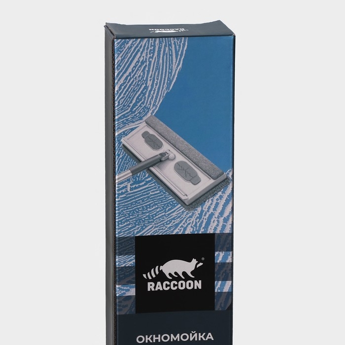 Щётка для окон Raccoon, стальная телескопическая ручка 82(126) см, насадка из микрофибры 25&times;9 см, цвет белый