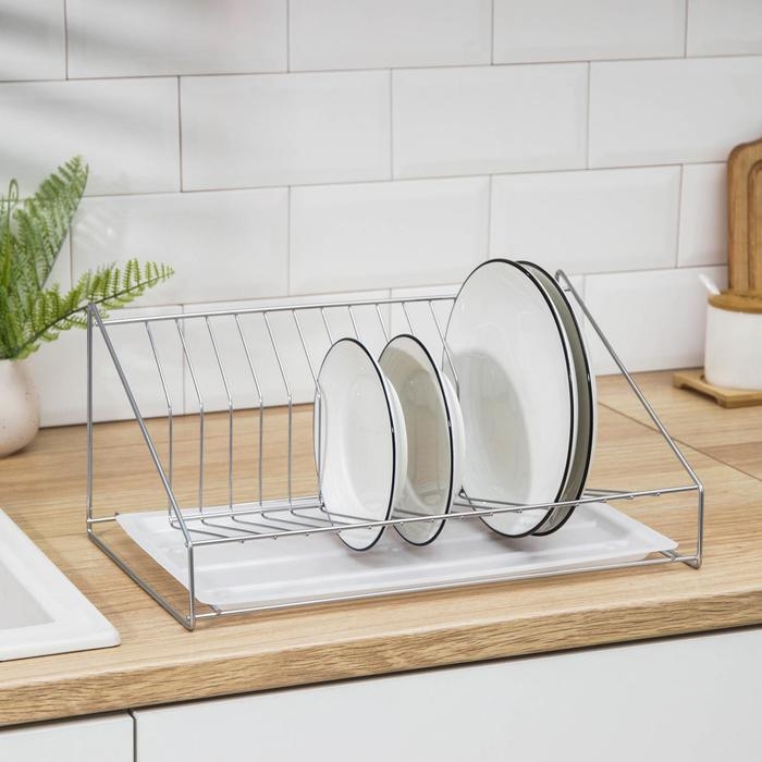 Сушилка для посуды с поддоном, 38&times;17,5&times;23,5 см, хром